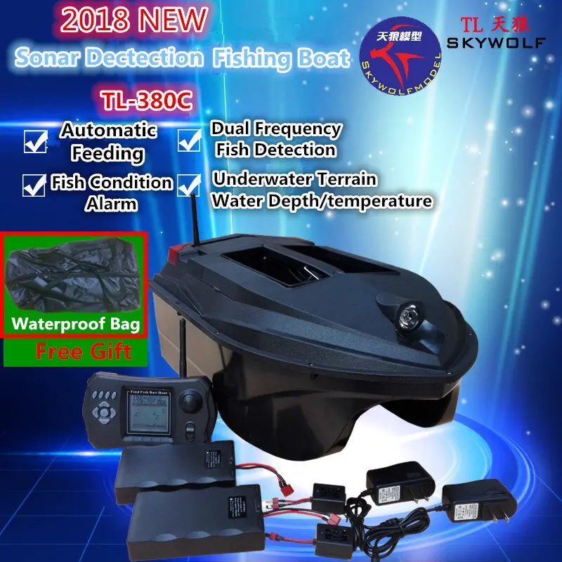 Free Bag Sonar Dectection Fishing Finder Dual Body Remote Control Nesting Fishing Boat Tl-380C Automatic Send Hook Rc Bait Boat 1