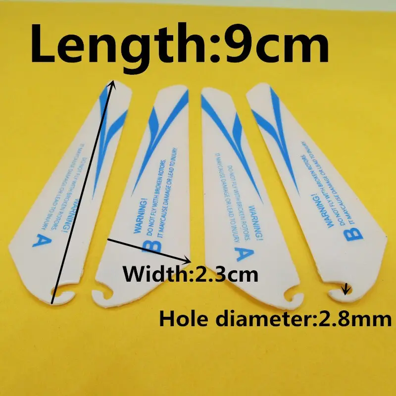 Free Shipping 4Pcs=2A+2B 9Cm 90Mm Length 2.8Mm Hole Main Blades Props Propellers For R/C Helicopter Model Toys Spare Parts 1