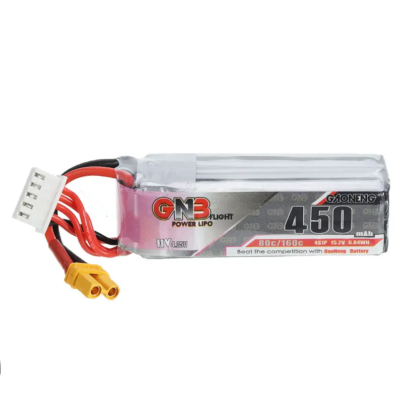 Gaoneng Gnb 14.8V 450Mah 80C 4S Lipo Battery Xt30 Plug For Fpv Rc Drone 1