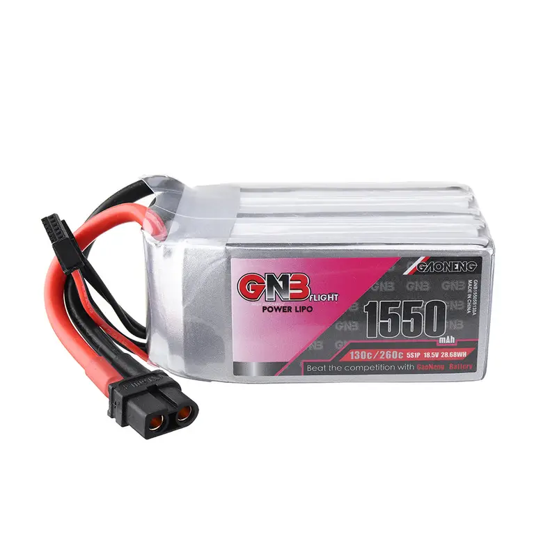 Gaoneng Gnb 18.5V 1550Mah 130C 5S Lipo Battery Xt60 Plug For Eachine Wizard Ts215 Fpv Racing Drone 1