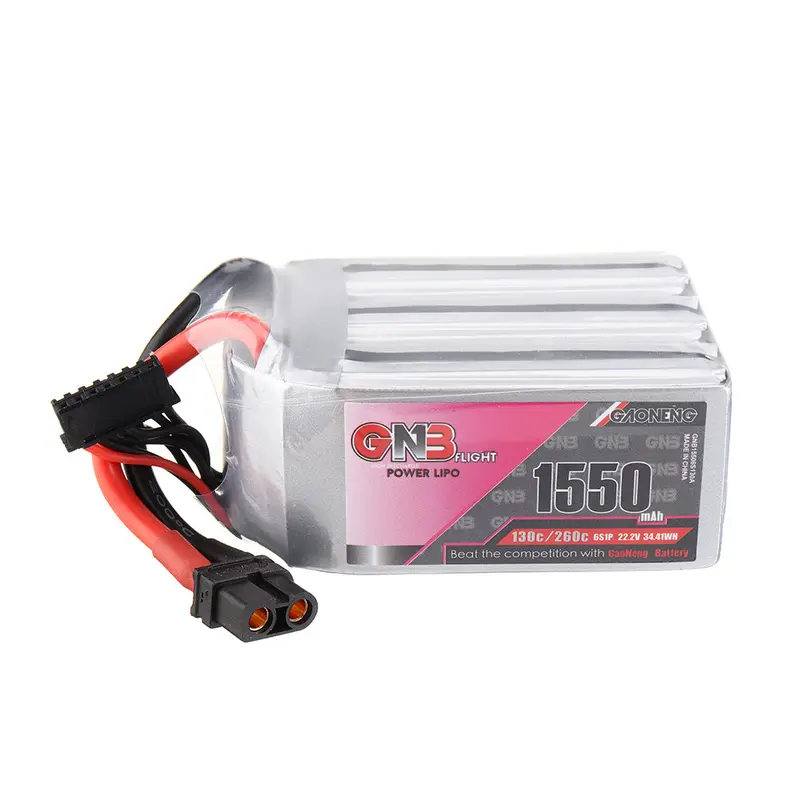 Gaoneng Gnb 22.2V 1550Mah 130C 6S Lipo Battery Xt60 Plug For Fpv Rc Racing Drone 1