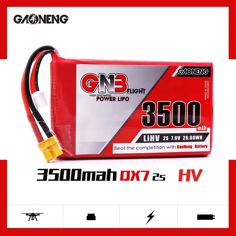 Gaoneng Gnb 3500Mah 2S1p 7.6V 2C/4C Hv Lipo Battery For Frysky Taranis Qx7 Transmitter Tx Remote Control Rc Parts 1