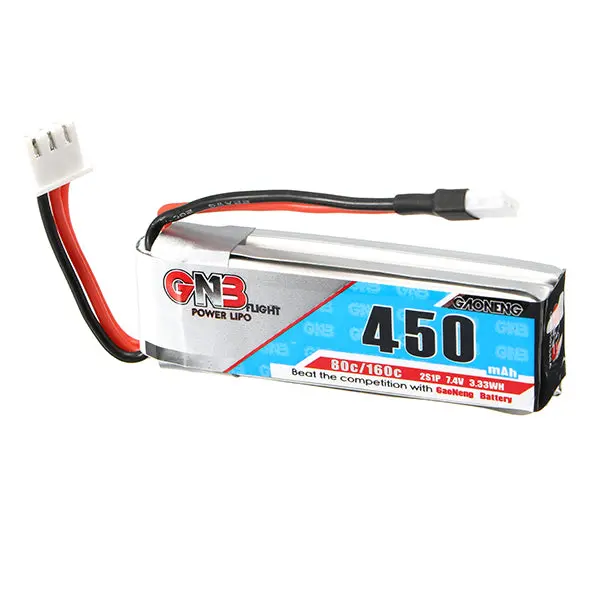Gaoneng Gnb 7.4V 450Mah 2S 80/160C Lipo Battery White Plug 1