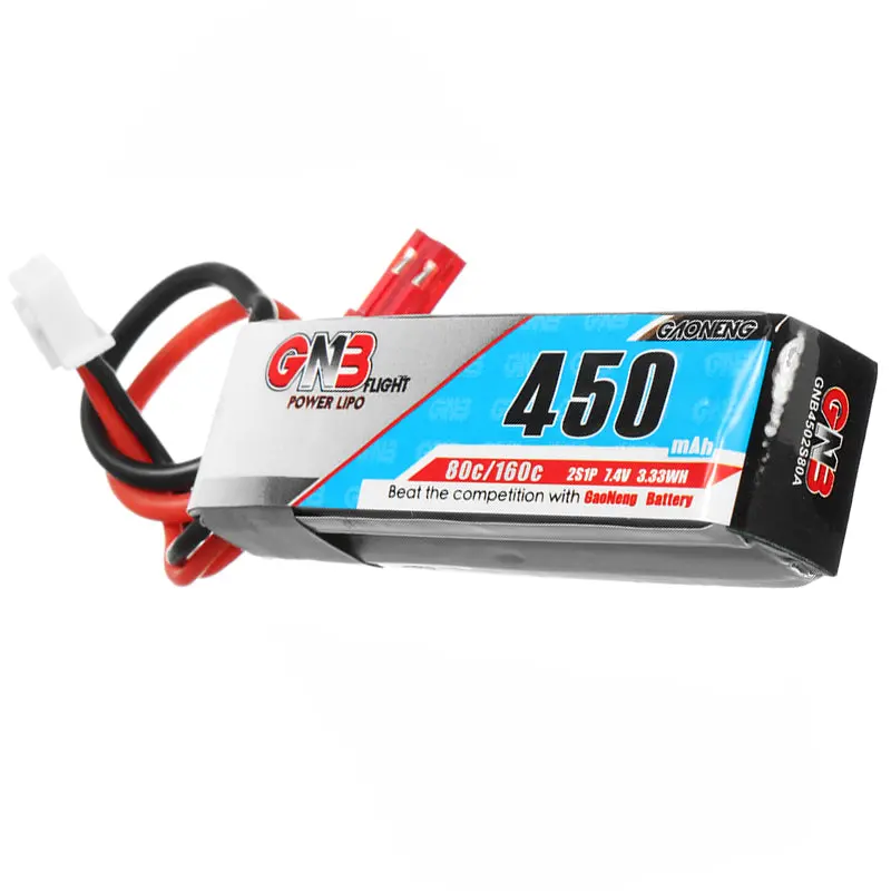 Gaoneng Gnb 7.4V 450Mah 2S 80C/160C Lipo Battery Jst Plug 1