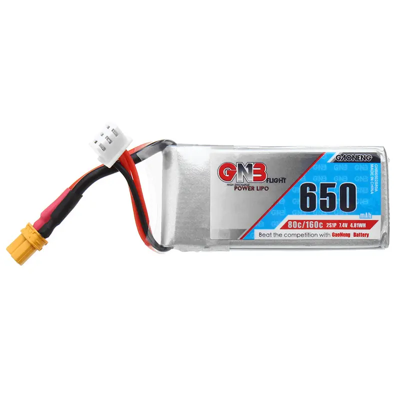 Gaoneng Gnb 7.4V 650Mah 80C/160C 2S Lipo Battery Xt30 Plug 1