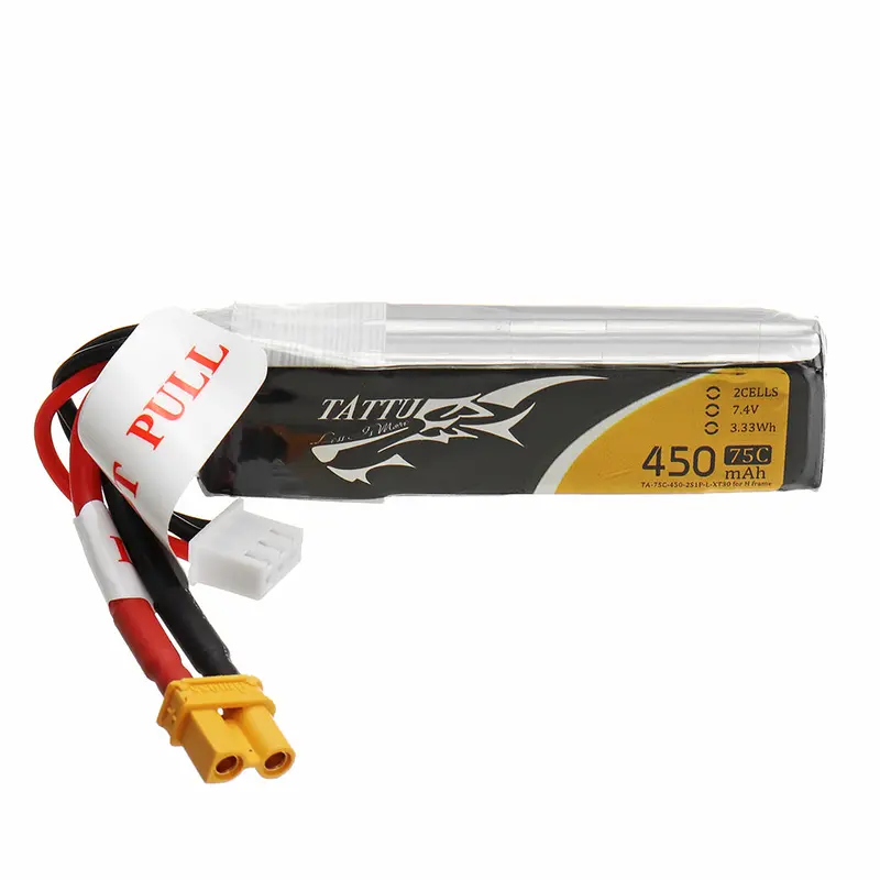 Gens Tattu 7.4V 450Mah 75C 2S1p Lipo Battery With Xt30 Plug For Fpv Rc Model 1