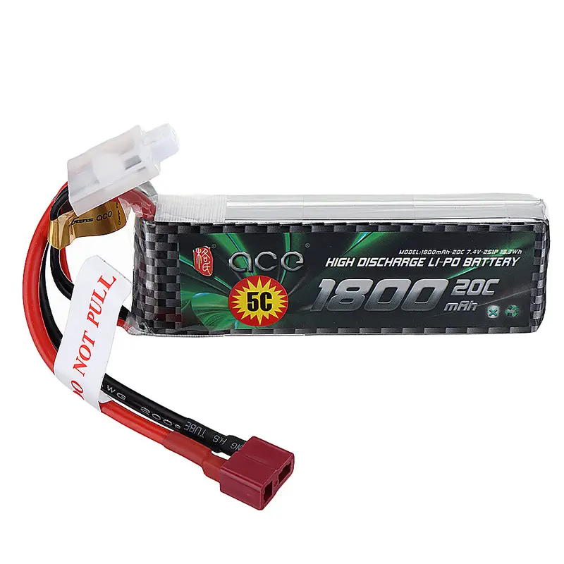 Gensace Ace 1800Mah 20C 7.4V 2S1p Lipo Battery T/Xt60 Plug For All Trx4 1/16 Vxl Models 16*30*90Mm 1