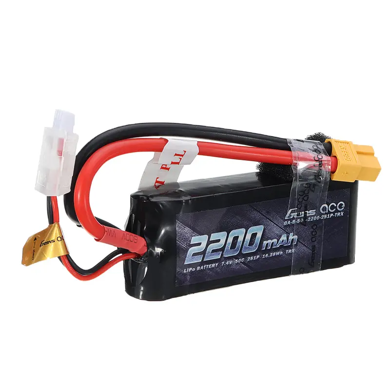 Gensace Ace 2200Mah 50C 7.4V 2S1p Lipo Battery Xt60/T Plug For All Trx4 1/16 Vxl Vehicle Models 19*34*86Mm 1