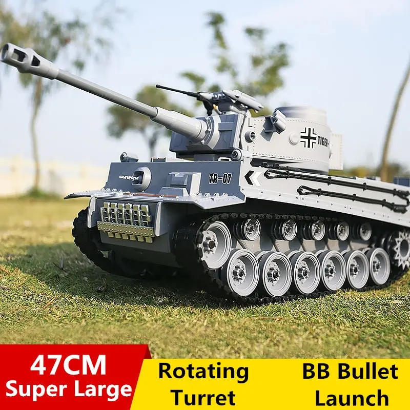 German Tiger 2A6 Battle Simulation Army Military Rc Tank 1:18 2.4G Remote Control Tank With Smoke&Sound&Bb Bullet&Light Function 1
