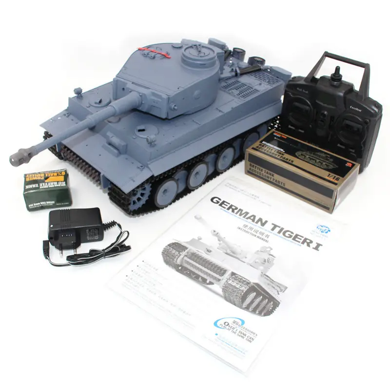 German Tiger Heavy-Duty Remote Control Tank Smoke Rotating 320° Metal Rocker Arm 2.4G 1:16 Rc Military Model Tank Kids Toys Gift 1