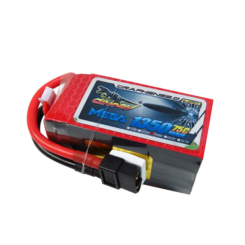 Giant Power Dinogy Mega Graphene 2.0 14.8V 1350Mah 4S 75C Lipo Battery Xt60 For Fpv Racing Drone 2