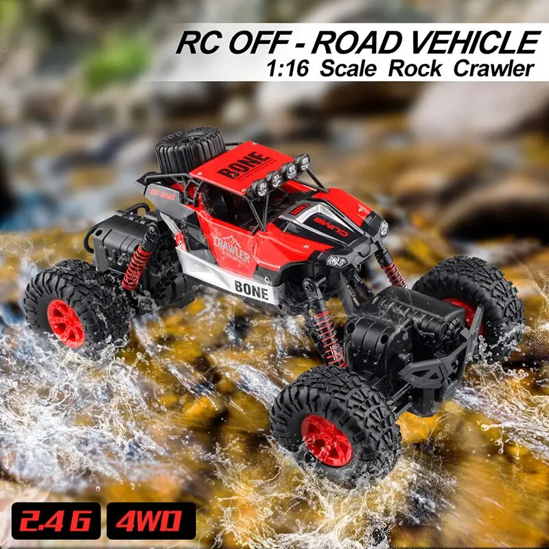 Gizmovine Rc Off-Road Vehicle 1/16 Remote Control Car Rechargeable Monster Truck Scale 2.4Ghz Wireless Rc Car Toys For Baby Kids 1