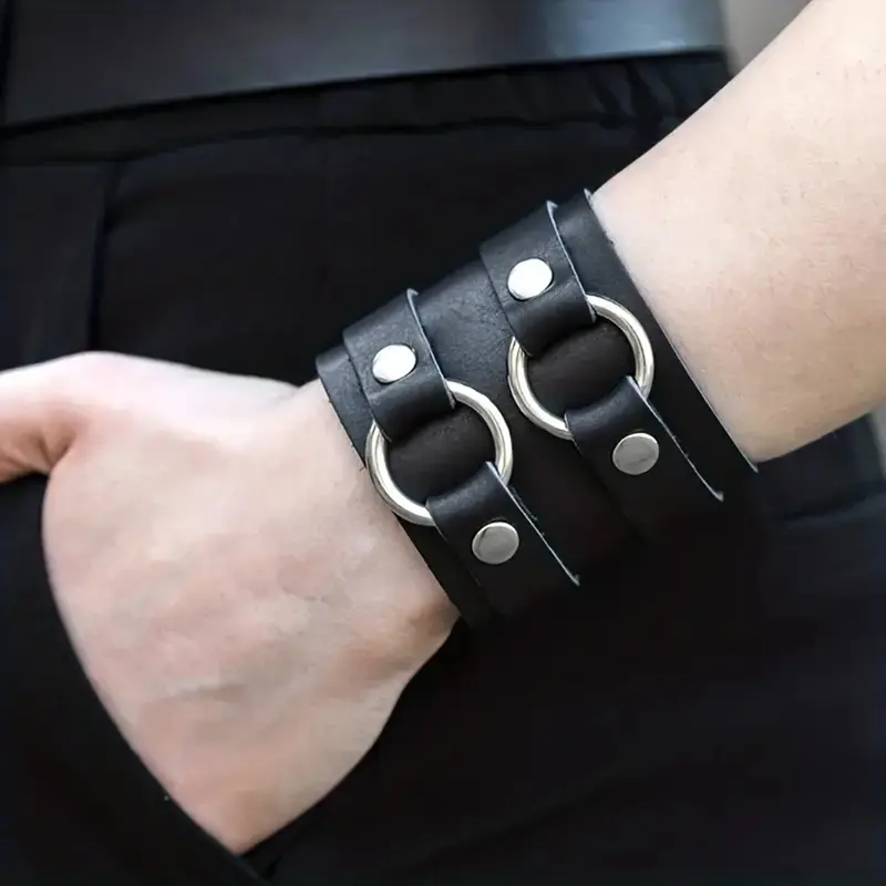 Gladiator Leather Bracelet Double Circle. 1