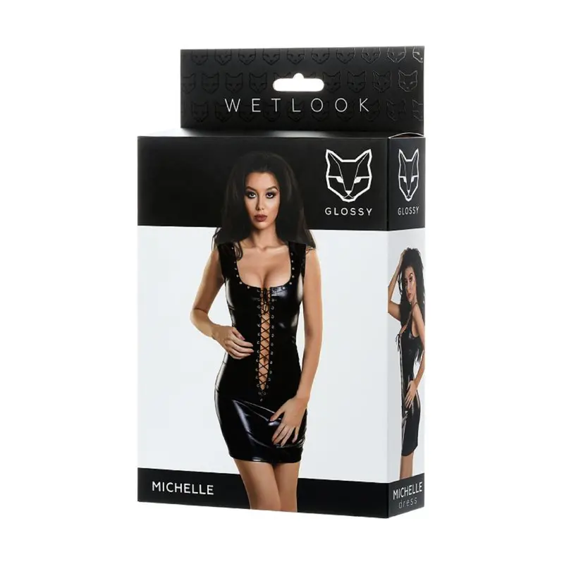 Glossy Wetlook Dress W Studs Michelle. 1
