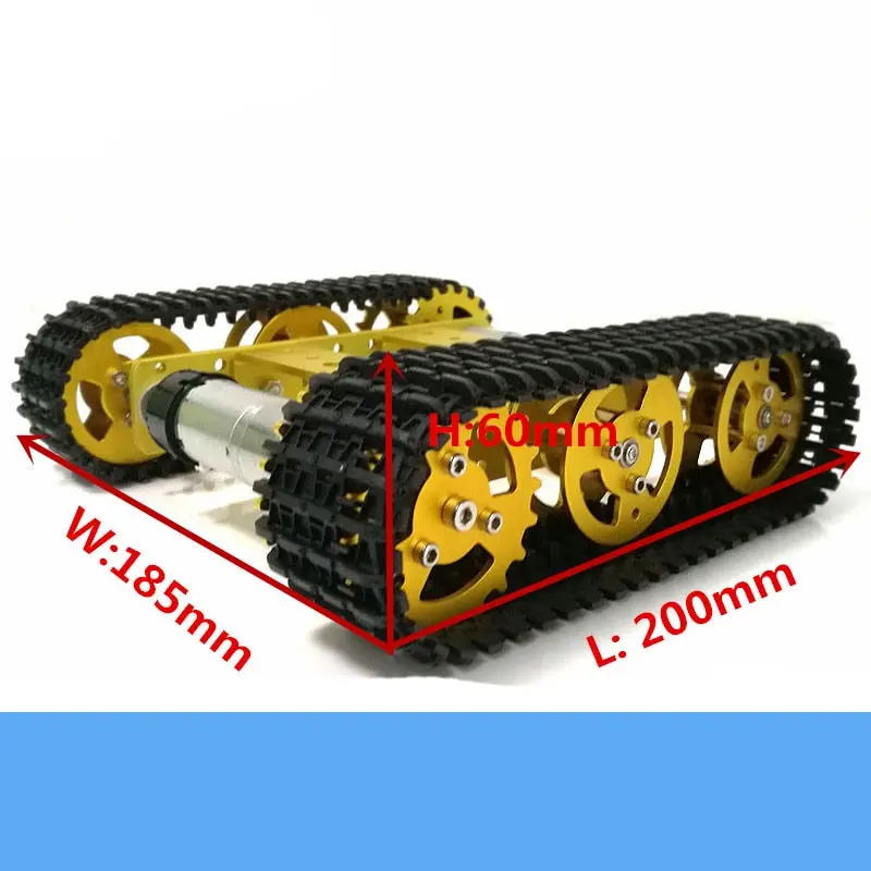 Gold Mini T100 Metal Rc Tank Chassis Kit With High Torque Dc Motor Speed Feedback Smart Crawler Robot Education Diy For Anduino 1