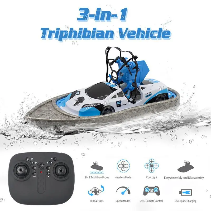 Gw123 Rc Mini Drone Boat Car Triphibian Vehicle Helicopter Dron Quadrocopter Remote Control Toys For Boys Girls Nano Dron 1