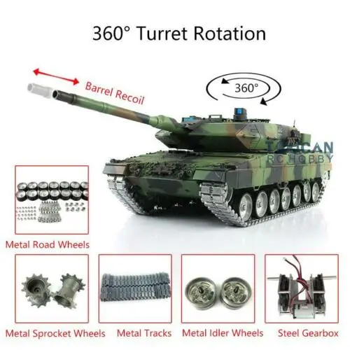 Henglong 1/16 6.0 Customized Leopard2a6 Rc Tank 3889 Metal Tracks Fpv Recoil Th16211 2