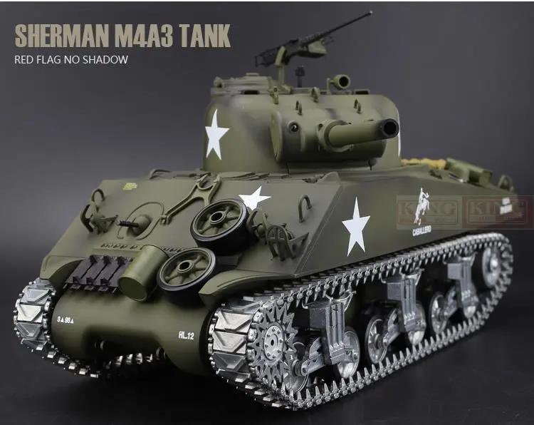 Henglong 1/16 Scale 2.4Ghz Rc Tank Sherman M4a3 Battle Tank U.S.Army Ultimate Metal Version Smoke Sound Metal Gear Tracks 1