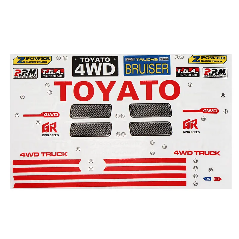 Hg P407 1/10 Rc Car Model Spare Parts Diy Stickers Decals Sheet For Toyato Body Accessory 1