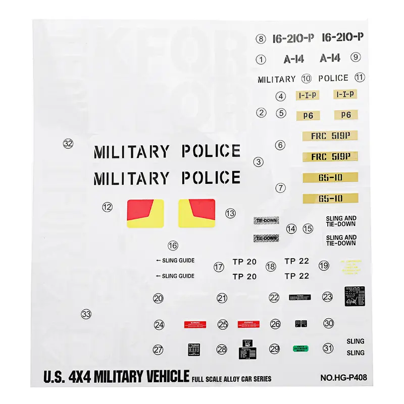 Hg P408 1/10 Rc Car Model Spare Parts Diy Stickers Decals Sheet For Military Green & Camouflage Body 1