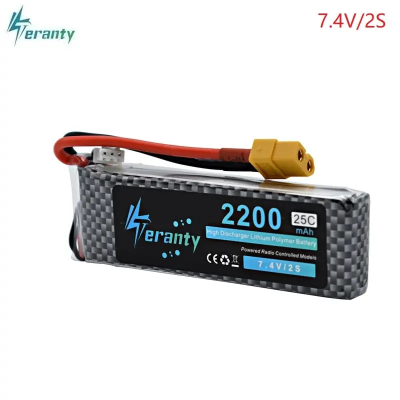 High Power 2S 7.4V 2200Mah 25-35C Lipo Battery Xt60/T/Jst/Ec3 Plug 7.4V Rechargeable Lipo Battery For Rc Car Airplane Helicopter 1