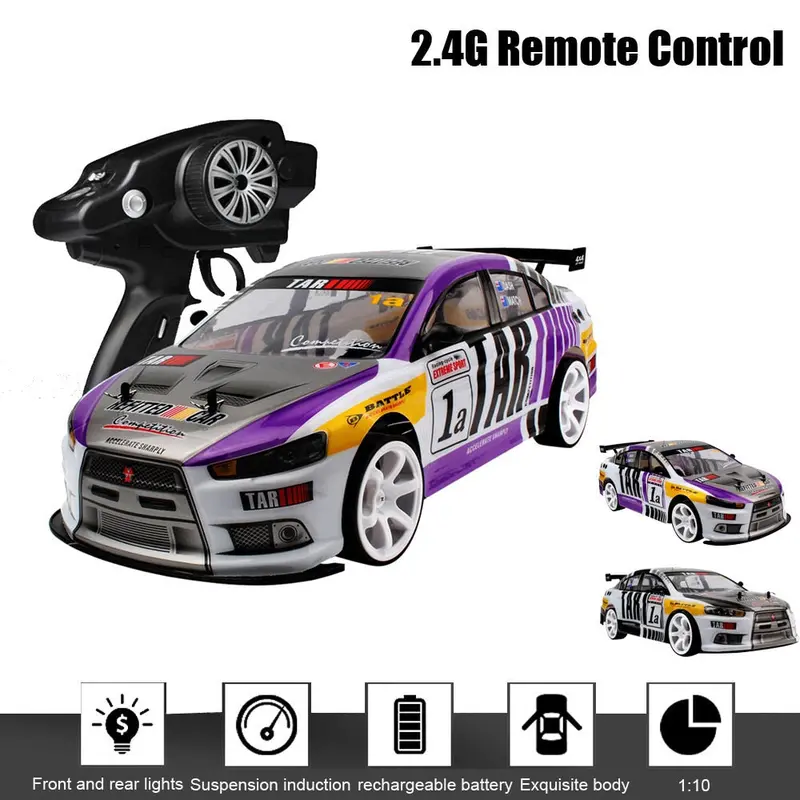 Hiinst 1:10 70Km/H 2.4G Rc Car Drift Racing Car Championship 4Wd Double Battery Off Road Radio Remote Control Vehicle Toys&Gifts 1