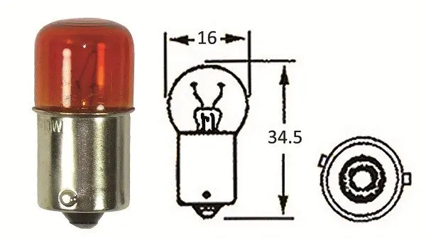 Hl1625 - Indicator Bulb Small Head 12V 10W Amber W/ Offset Pins 1