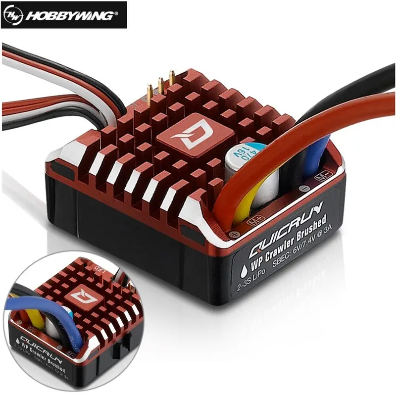 Hobbywing Quicrun 1:10 1/8 Wp Crawler Brush Brushed 80A Electronic Speed Controller Waterproof Esc With Program Box Led Bec Xt60 1