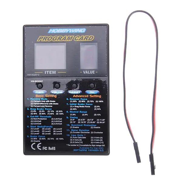 Hobbywing Quicrun Program Card For Rc Car 1