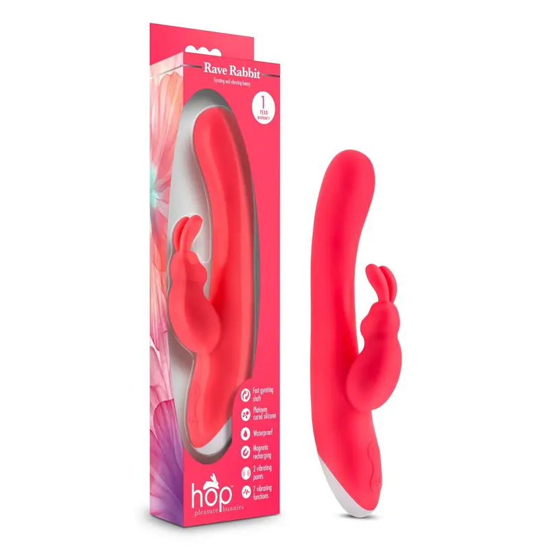 Hop Rave Cerise Rabbit Vibrator. 1
