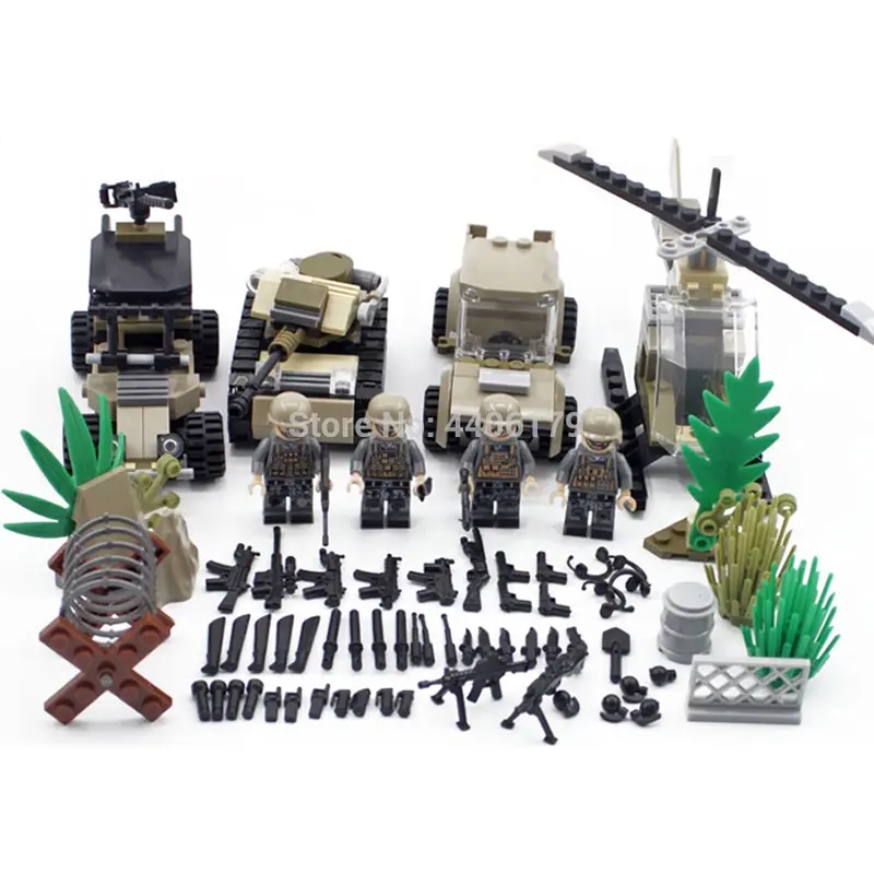 Hot Compatible Legoinglys Ww2 Army Special Forces Red Sea Landing Battle Building Blocks Helicopter Car Weapons Bricks Toys Gift 1