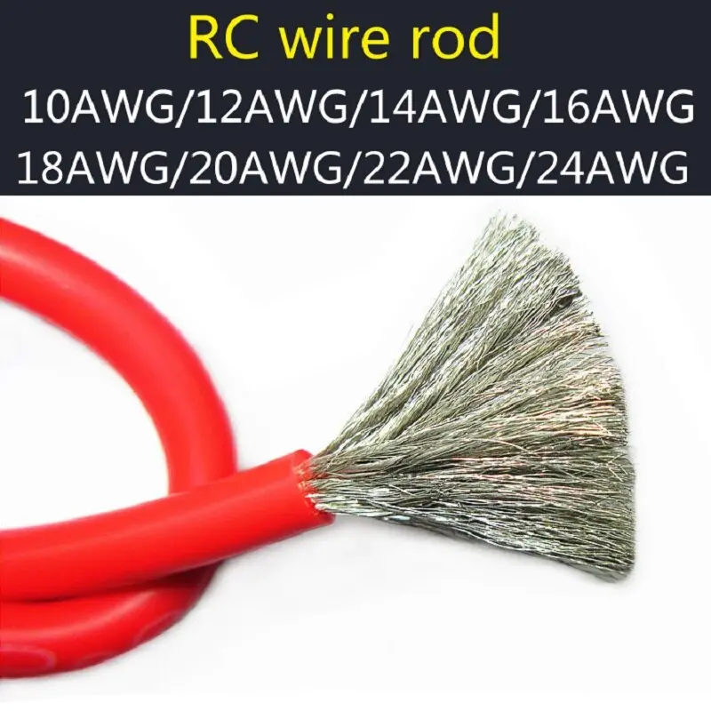Hot Sale 2 Meters (1M Red+1M Black) 10Awg 12Awg 14Awg Silicone Rubber Wire Cable Red Black Flexible 1