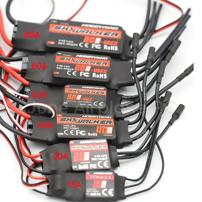 Hot Sales Hobbywing Skywalker 15A 20A 40A 50A 60A 80A 2-4S 2-6S Electric Speed Control Esc For Rc Aircraft Multicopter 1