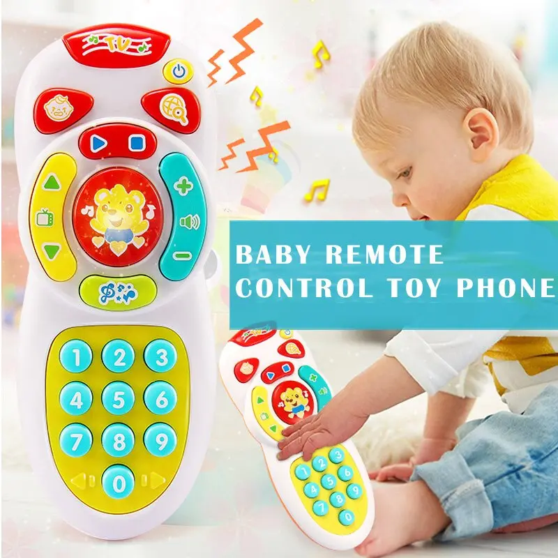 Hot Selling Baby Simulation Tv Remote Control Mobile Phone Toy Kids Educational Music Learning Toy 1