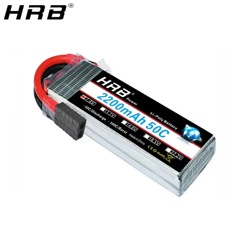 Hrb 7.4V 2200Mah Lipo Battery Trx 2S Xt60 50C T Deans Jst Rc Parts For Traxxas Summit Slash Vxl 1/16 4Wd Monster Cars Airplanes 1