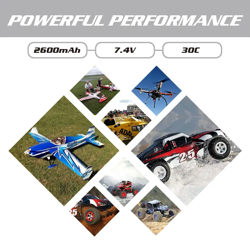 Hrb Lipo 2S Battery Hubsan H501s Battery 7.4V 2600Mah 30C Ec2 Rc Drone Akku Li-Polymer For Rc Quadcopter Helicopter Airplane 6