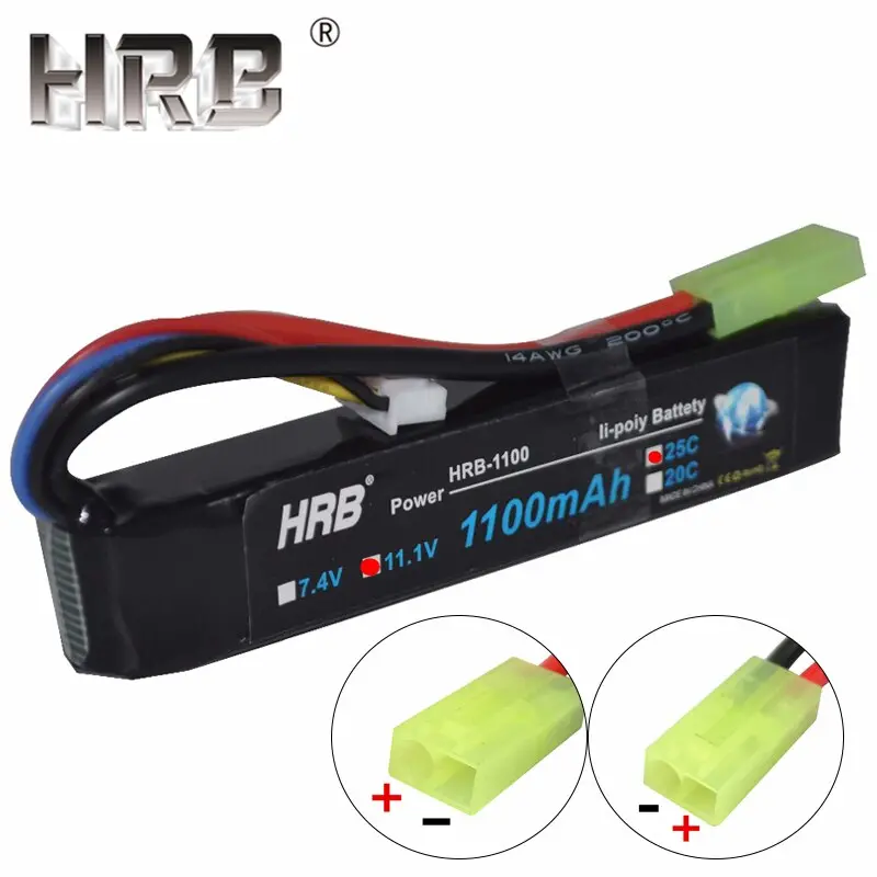 Hrb Water Gun Lipo Battery 3S 2S 7.4V 11.1V 1100Mah 25C Tamiya Connector Akku Mini Airsoft Bb Air Pistol Electric Toys Rc Parts 2