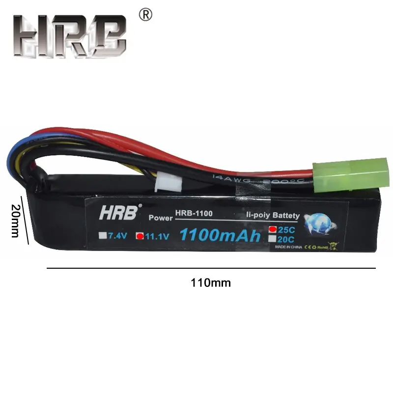 Hrb Water Gun Lipo Battery 3S 2S 7.4V 11.1V 1100Mah 25C Tamiya Connector Akku Mini Airsoft Bb Air Pistol Electric Toys Rc Parts 6