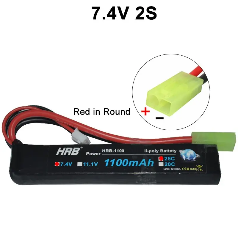 Hrb Water Gun Lipo Battery 3S 2S 7.4V 11.1V 1100Mah 25C Tamiya Connector Akku Mini Airsoft Bb Air Pistol Electric Toys Rc Parts 7