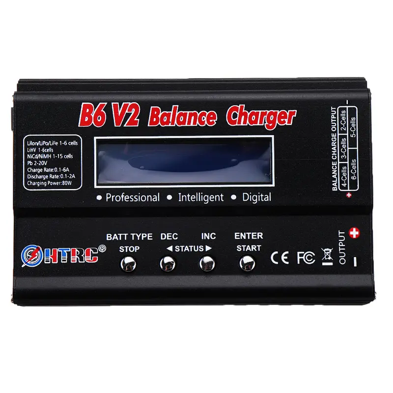 Htrc B6 V2 80W 6A Dc Digital Battery Balance Charger Discharger Black For 1-6S Lipo Battery 1