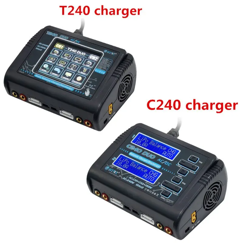 Htrc T240 / C240 Duo Ac 150W Dc 240W 10A Touch Screen Dual Channel Battery Balance Charger Discharger For Rc Drone Models Toys 1
