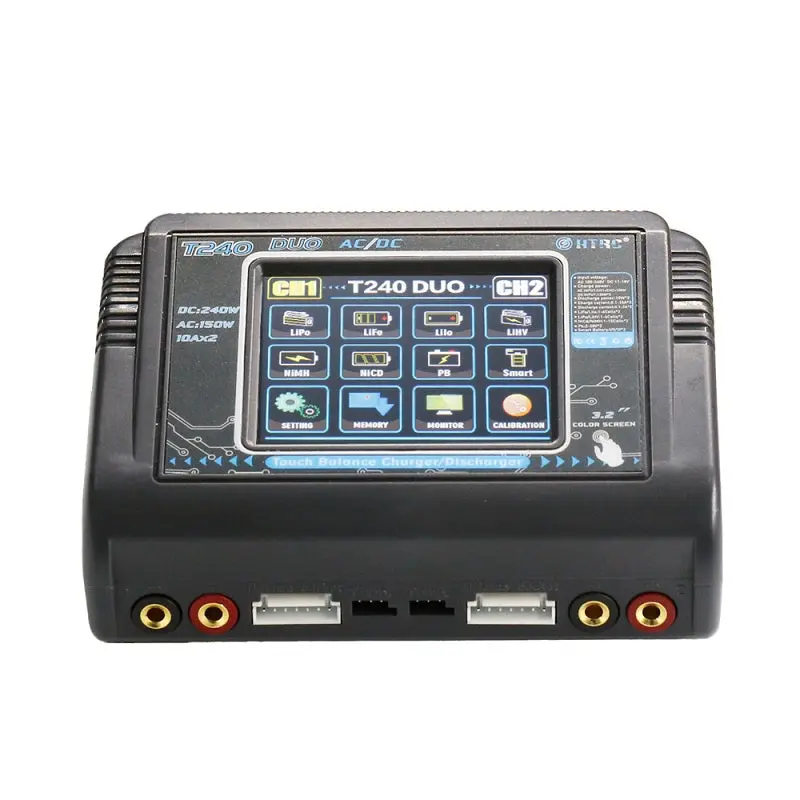 Htrc T240 Duo Ac 150W Dc 240W 10A Touch Screen Dual Channel Battery Balance Charger Discharger 1