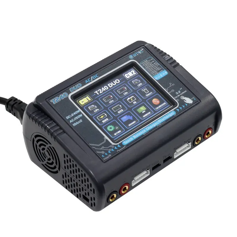 Htrc T240 Duo Ac 150W Dc 240W 10A Touch Screen Dual Channel Battery Balance Charger Discharger 2