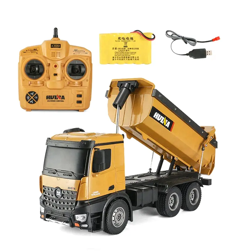 Huina 1573 Rc Car 1/14 Trucks Metal Bulldozer Charging Rtr Truck Construction Vehicle Kids Toys 1