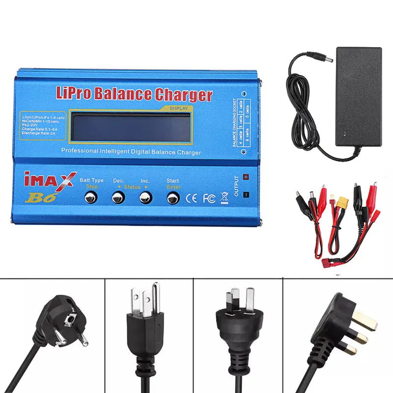 Imax B6 80W 6A Lipo Battery Balance Charger Discharger Xt60 Output With Power Supply Adapter 1