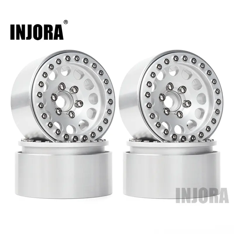 Injora 4Pcs Aluminum Alloy 1.9 Beadlock Wheels Rims For 1/10 Rc Crawler Axial Scx10 Scx10 Ii 90046 Traxxas Trx4 D90 1