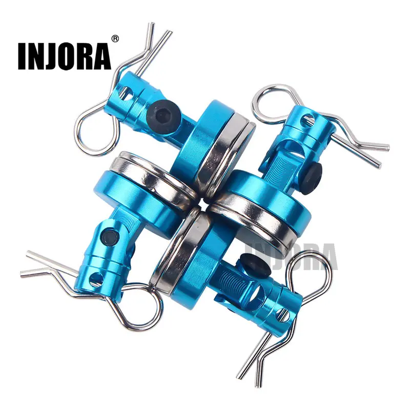 Injora 4Pcs Metal Magnetic Stealth Invisible Body Post Mount With R Clips Pin For 1:10 Rc Car Axial Scx10 Hsp Tamiya Redcat 1