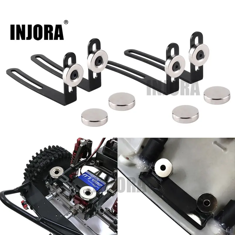 Injora 4Pcs Rc Car Shell Body Mount Metal L-Bracket With Magnet For 1:10 Rc Crawler Car Axial Scx10 90046 D90 1