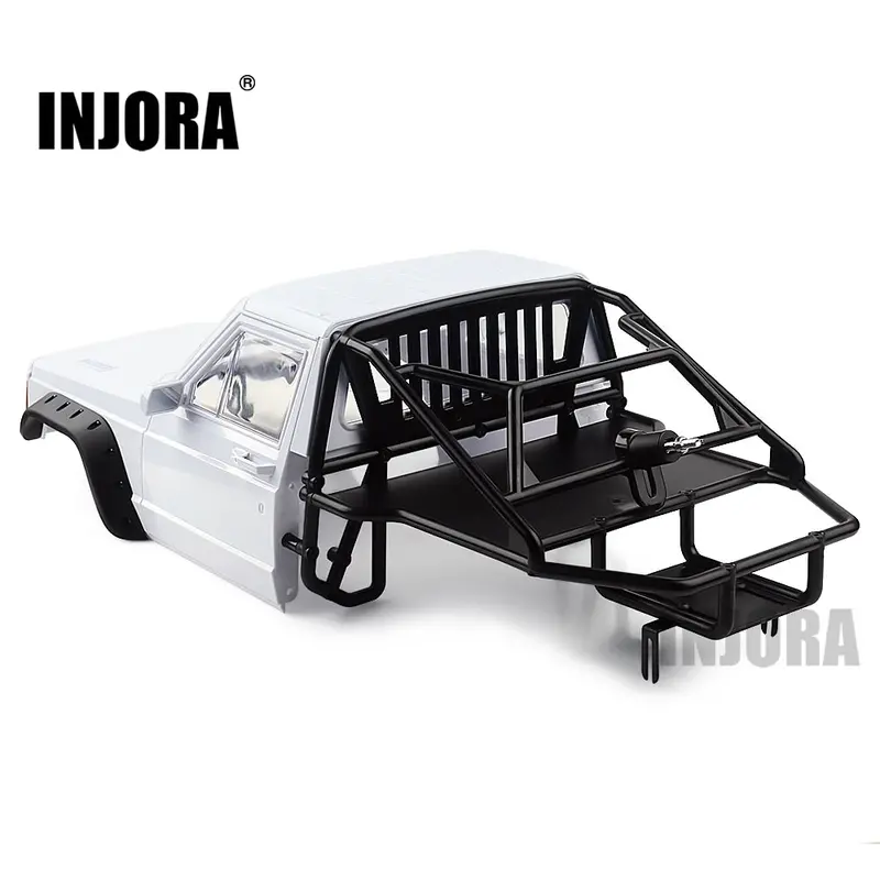 Injora Rc Car Cherokee Body Cab & Back-Half Cage For 1/10 Rc Crawler Traxxas Trx4 Axial Scx10 90046 Redcat Gen 8 Scout Ii 1