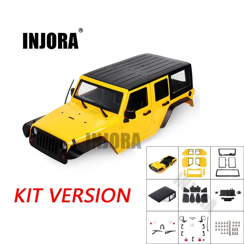 Injora Unassembled 12.3Inch 313Mm Wheelbase Body Car Shell For 1/10 Rc Crawler Axial Scx10 & Scx10 Ii 90046 90047 Jeep Wrangler 1
